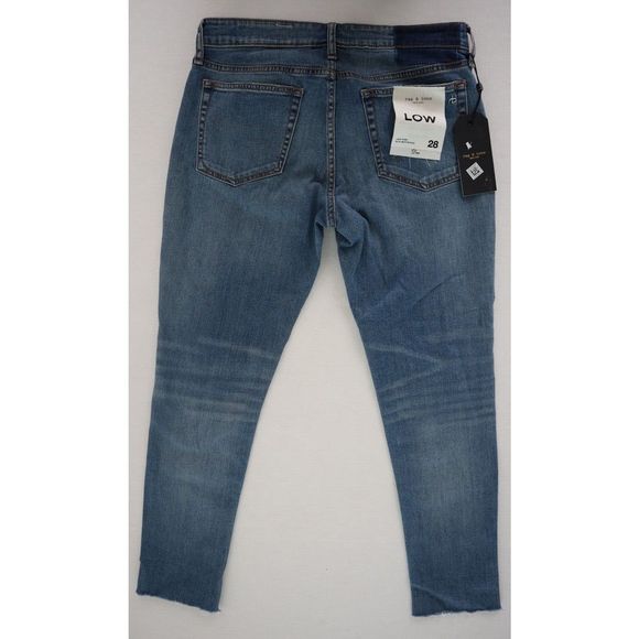 Rag & Bone Women's Sz 28 Blue Dre Low-Rise Raw Hem Slim Boyfriend Jeans $225 - Picture 2 of 6